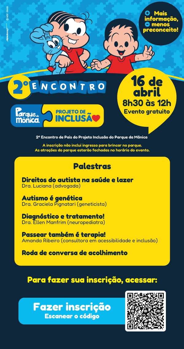Parque da Mônica promove 2º Encontro de Inclusão para pais de crianças com autismo