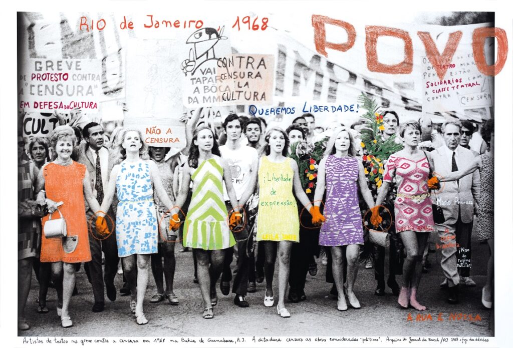 Artistas do teatro na greve contra a censura em 1968. Arquivo Jornal do Brasil