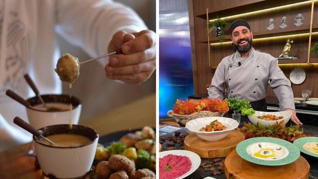 Chef Bassem Koussa cria um menu de fondues inspirado na gastronomia árabe